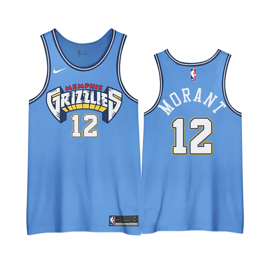 NBA Men Memphis Grizzlies #12 Morant Light Blue Nike city edition Jerseys->memphis grizzlies->NBA Jersey